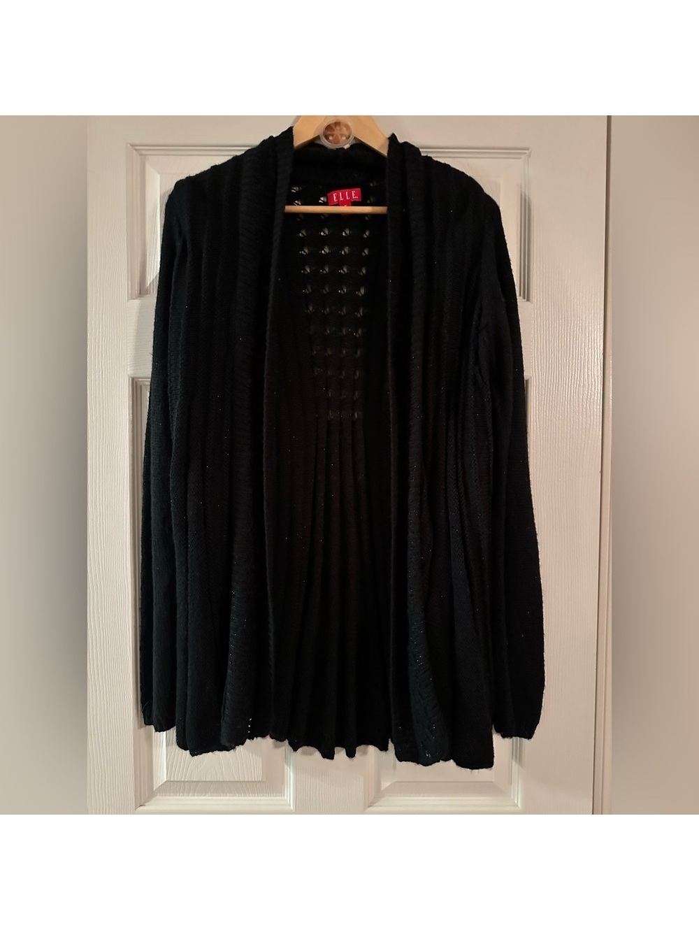 Elle Womens Size M Elegant Black  Open Front Cardigan.